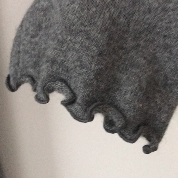 Aqua Grey 100% Cashmere Long Cardigan with Ruffle. - Picture 7 of 10